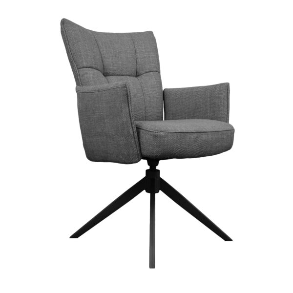 BLANC PLUS Dark Grey Chair Discover the BLANC PLUS Dark Grey chair, an elegant choice for your kitchen! Made of solid plywood and upholstered in dark grey fabric, it offers comfort and style. The metal legs ensure stability, and its sophisticated design perfectly complements any decor.