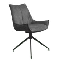 OLDY Dark Grey Chair Add a sophisticated touch to your kitchen with the OLDY Dark Grey chair! Crafted from solid plywood and upholstered in soft fabric, this elegant chair offers maximum comfort. With a durable metal base and a swivel mechanism, it is perfect for your dining tables. Choose style and comfort!
