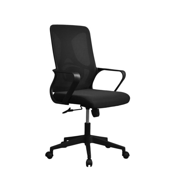 Office Armchair F-20141 A Black + Black Frame Discover the Office Armchair F-20141 A Black + Black Frame, ideal for productive work. Comfortable and ergonomic, with a Tilt mechanism for easy adjustment. Modern design, durable plastic legs, and upholstery made of acrylic mesh. Perfect for your office!