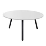 Fusion Rondo 3 Table Ø1500 with 3 Legs Discover the Fusion Rondo 3 Ø1500 table, perfect for offices and conferences! With a modern design, a 36 mm melamine chipboard top, and a sturdy metal frame, this table offers durability and functionality in any space. Ideal for meetings and collaboration!