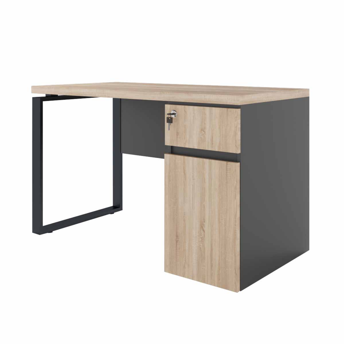 Office Desk with Built-in Box 1200×600 Sonoma/Black (Copy)