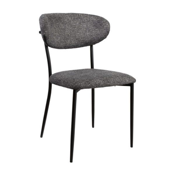 Angus Grey Chair Discover the Angus chair, perfect for kitchen furniture! Comfortable and elegant, with a seat made of polyurethane foam and upholstered in fabric, it adds a touch of warmth to any room. Made with a durable metal frame for daily use. Ideal for small spaces!