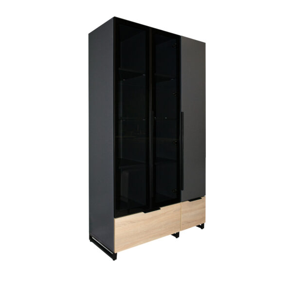 Wardrobe with aluminum frames Discover the aluminum frame wardrobe, perfect for office furniture. With a modern and functional design, it offers ample storage solutions, including compartments for clothes, shelves, and drawers with silent sliding. Add style and efficiency to any room!