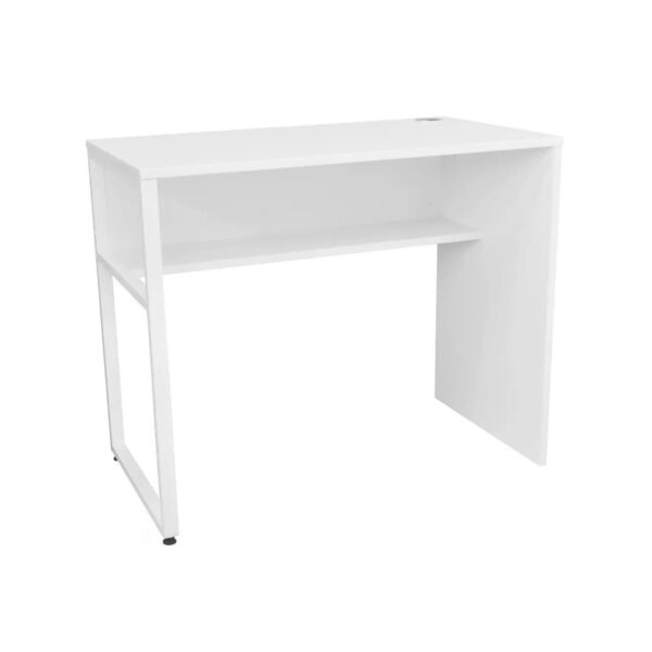 STUDY Desk (90×50) Left~White Discover the STUDY desk (90x50) in white, perfect for your office! Compact and efficient, it features a modern design with a metal leg, storage space, and an easy-to-clean surface. Ideal for working from home or in an office, it adds a touch of elegance!