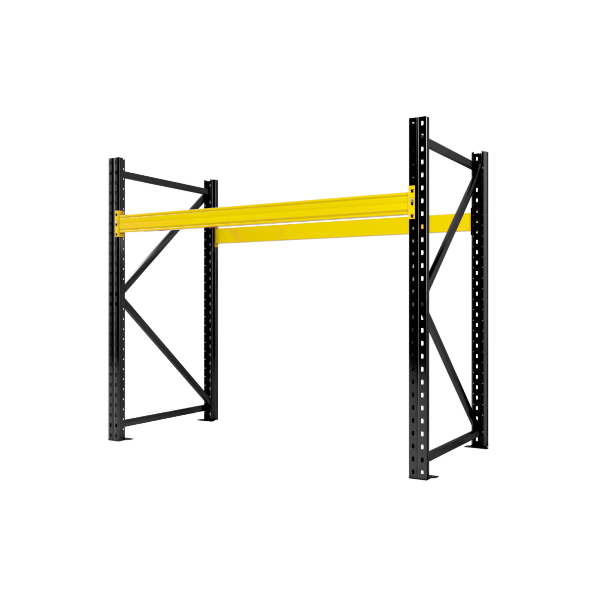Industrial shelf for pallet storage, height 200 cm. Discover the industrial shelving unit for pallet storage with a height of 200 cm, ideal for high warehouses and efficient logistics solutions. Designed for intensive use, this shelving unit allows for easy adjustment of the distance between levels, making it perfect for forklifts and pallets.