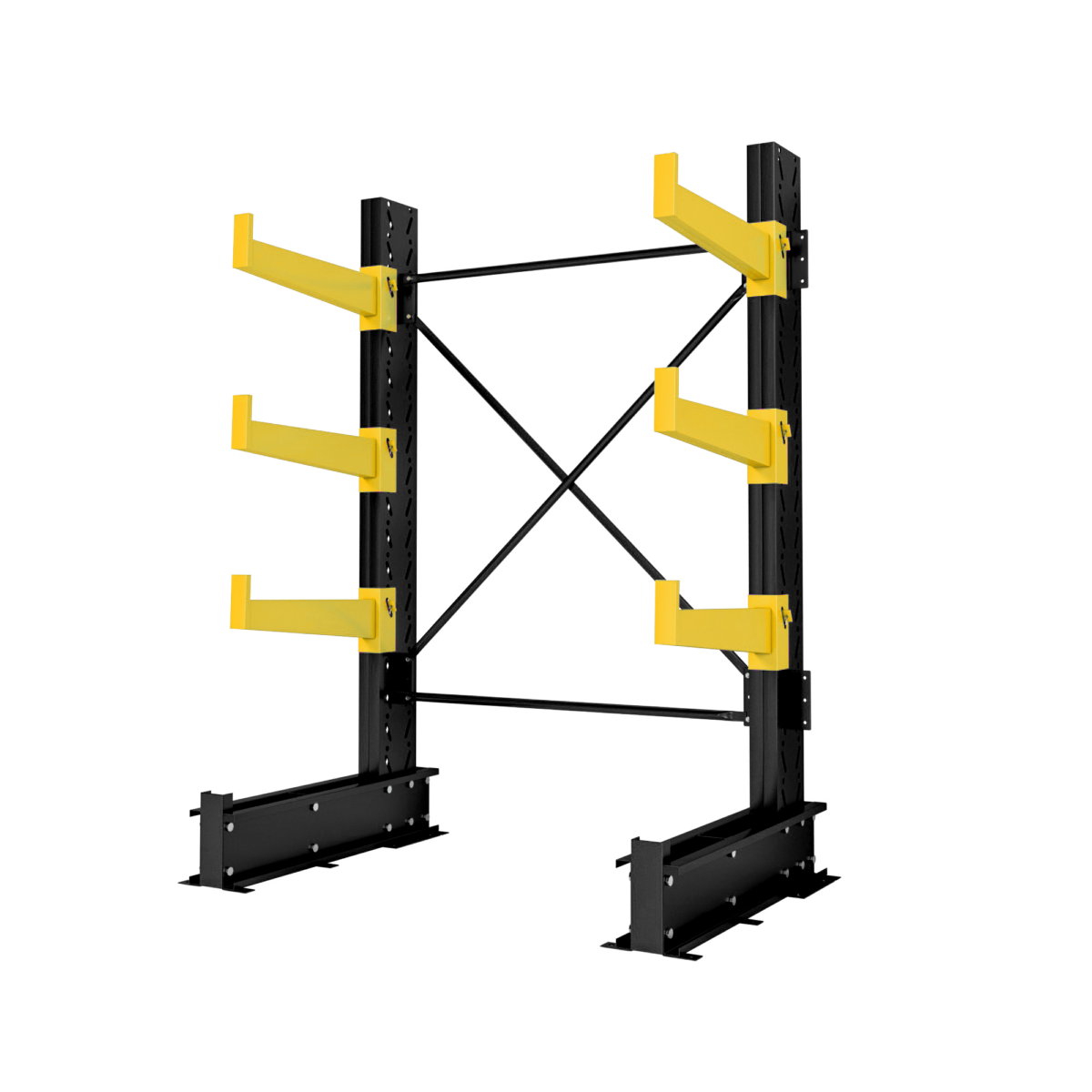 Console shelf with 4 levels on one side, depth 90 cm, height 200 cm. Discover the 4-tier cantilever shelf, ideal for storing long materials and irregular goods. With a depth of 90 cm and a height of 200 cm, this cantilever shelf ensures efficient use of space and a stable structure. Purchase it now!