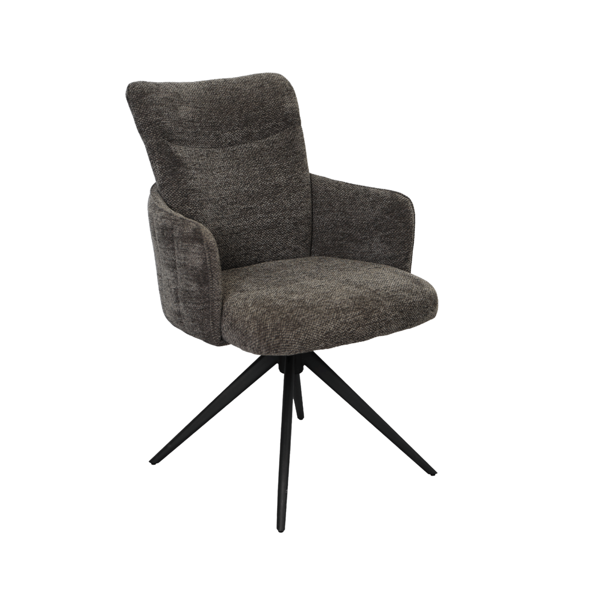 Erni Dark Grey Chair Discover the Erni chair – an elegant and comfortable choice for the office or living room. With a metal frame and durable fabric upholstery, it offers optimal support and comfort. The 360-degree swivel mechanism and automatic return function ensure enhanced comfort and practicality. Ideal for any type of activity!