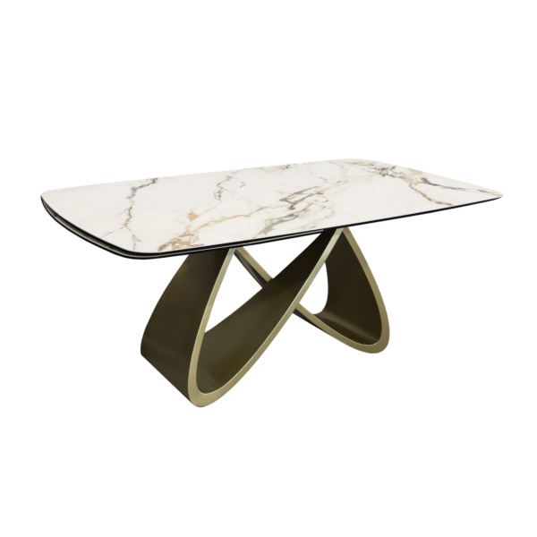 Masa Extensibila Nela 120/180*90×76 Descoperiți masa extensibilă Rino – un design elegant și practic pentru zona de dining. Blatul din ceramică italiană termorezistentă, aplicat pe un suport de sticlă laminată, și mecanismul de extensie simplu o fac versatilă și rezistentă. Ideală pentru mesele de zi cu zi și întâlnirile festive!